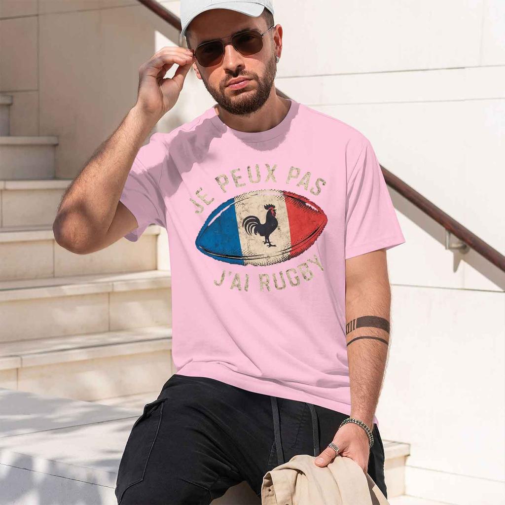 2026 New Model Summer Unisexs 100 Pure Cotton Rugby Graphic Print Fashionable Casual Loose Sports Round Neck Short Sleeved Tshir