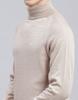 MONTE CARLO Mens Solid Beige High Neck Full Sleeve Pullover