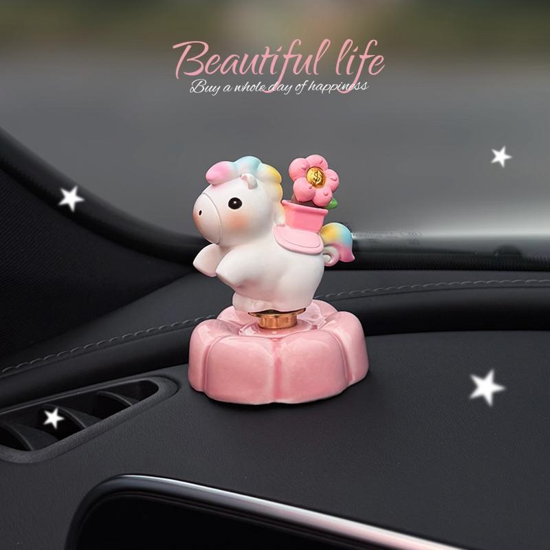 

New Lucky Money Horse Car Dashboard Ornament Cute Rocking Pony Figurine A1