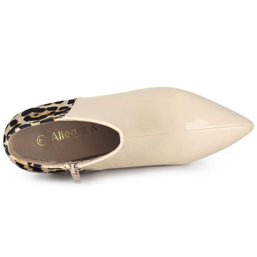 Allegra K Leopard Print Ankle Boots, Stiletto Heel, Pointed Toe, Women's, Beige, Size 26.0 cm