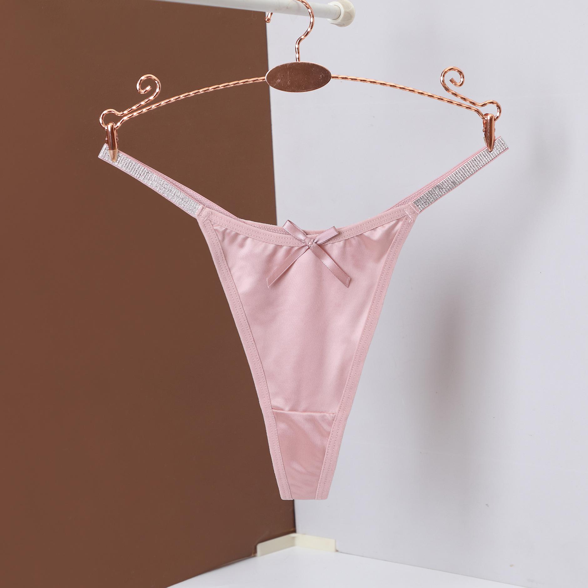 

Очаровательные серебристые ленты, низкая посадка, роскошные трусики-стринги для женщин Large мальвовый