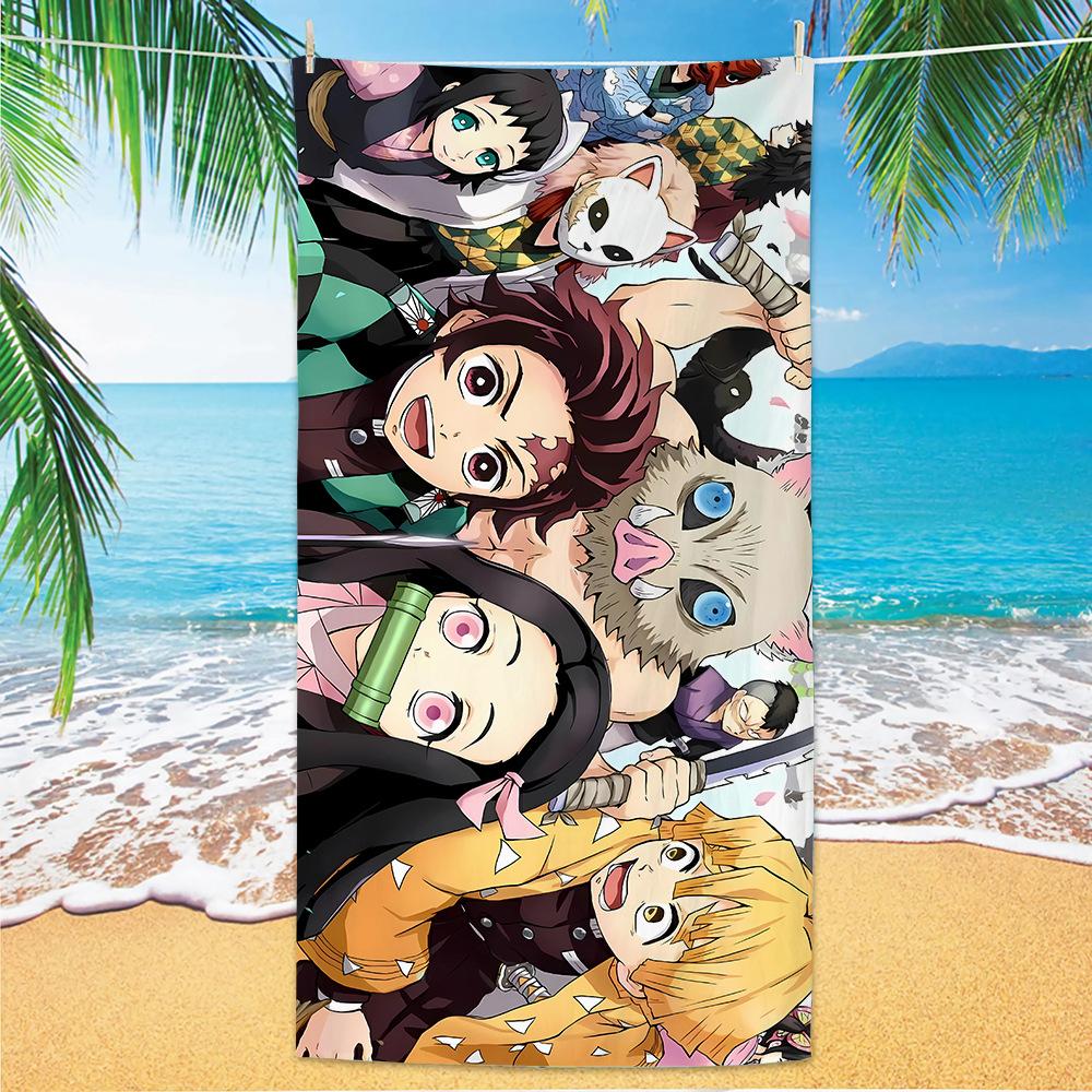 D-Demon Slayer Beach Towels Personalized Bath Towels Pool Vacation Gift Picnic Towel Quick-Drying Party Gifts Children's Day