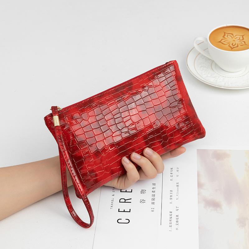 Crocodile Pattern Women Purse Long Zipper Wrist Coin Bag Fashion Pu Leather Ladies Wallets Money Pouch Card Holder Female Clutch