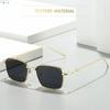 UV400 Rectangle Sunglasses Trendy High-Quality Metal Frame Punk Sun Glasses Travel Shades for Women & Men