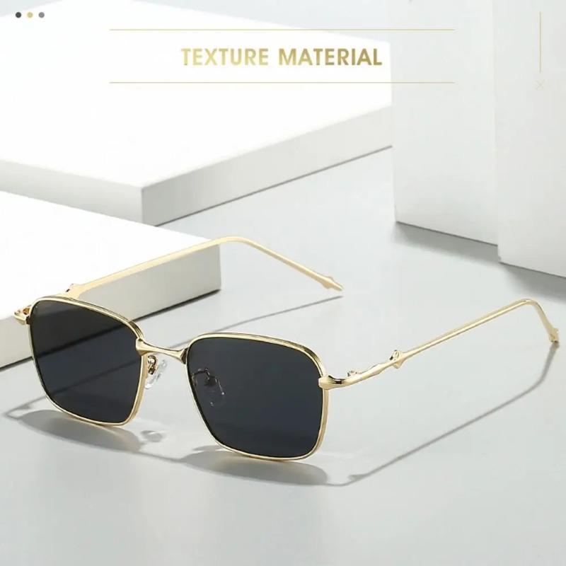 UV400 Rectangle Sunglasses Trendy High-Quality Metal Frame Punk Sun Glasses Travel Shades for Women & Men