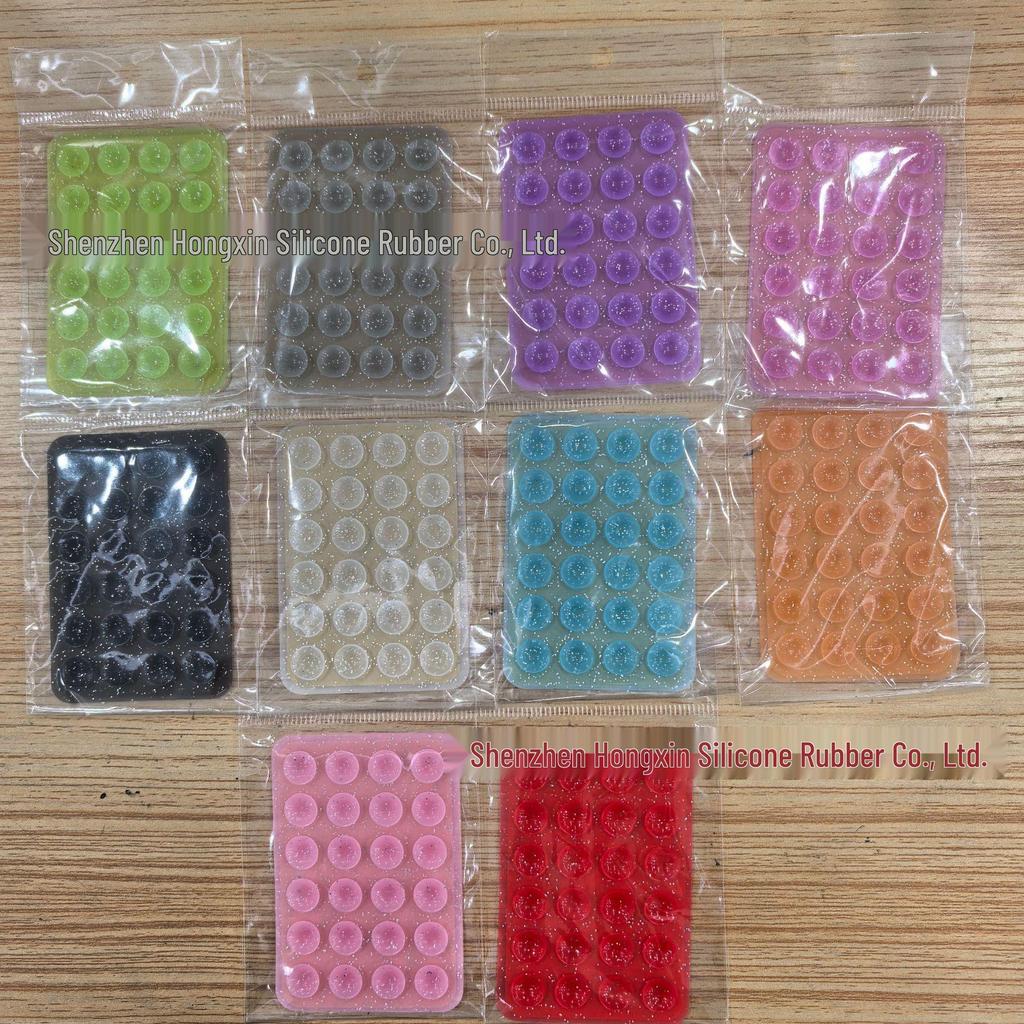 Silicone Suction Cup Holder for Mobile Phones - Square, Single-Sided, Set of 24