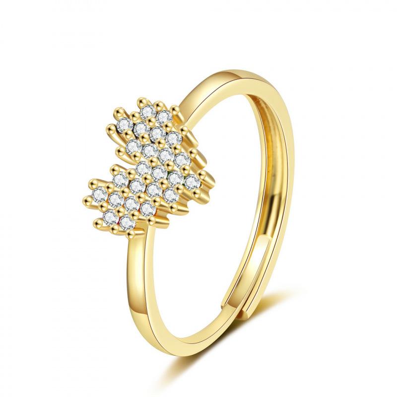 Rainbow Zircon Heart-Shaped Ring for Women: Stylish, Simple, and Trendy Design Adjustable