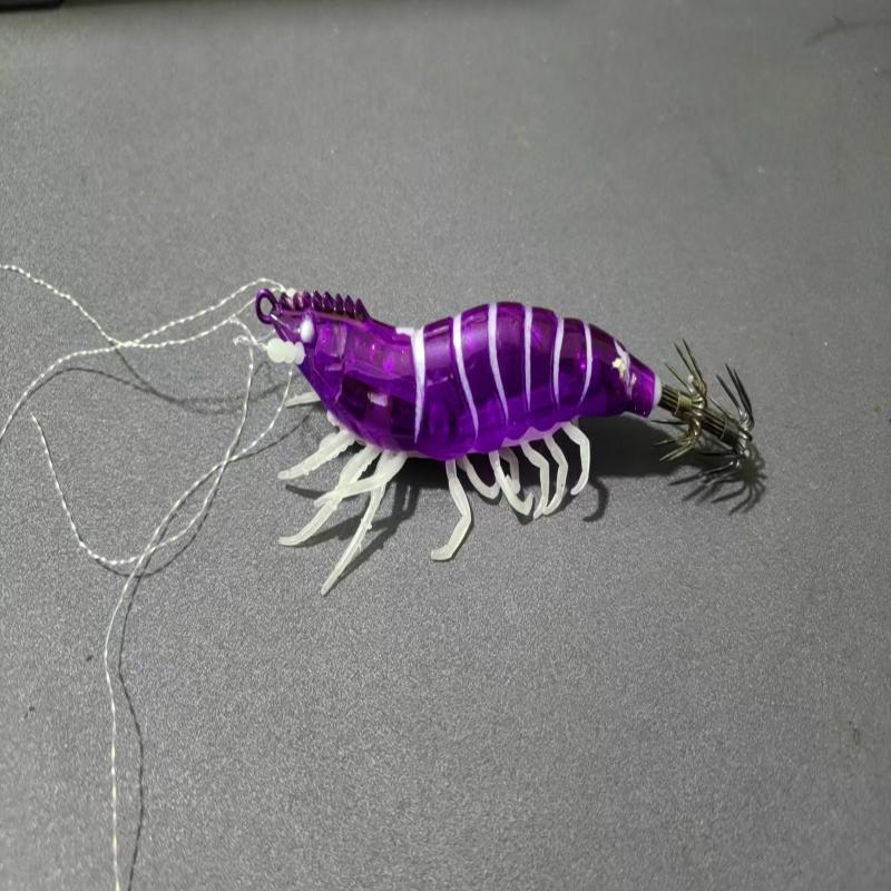 1PCS Glow Horizontal Egi Set 8cm Realistic Shrimp Fishing Lure Luminous Squid Catching Bait for Sea Anglers