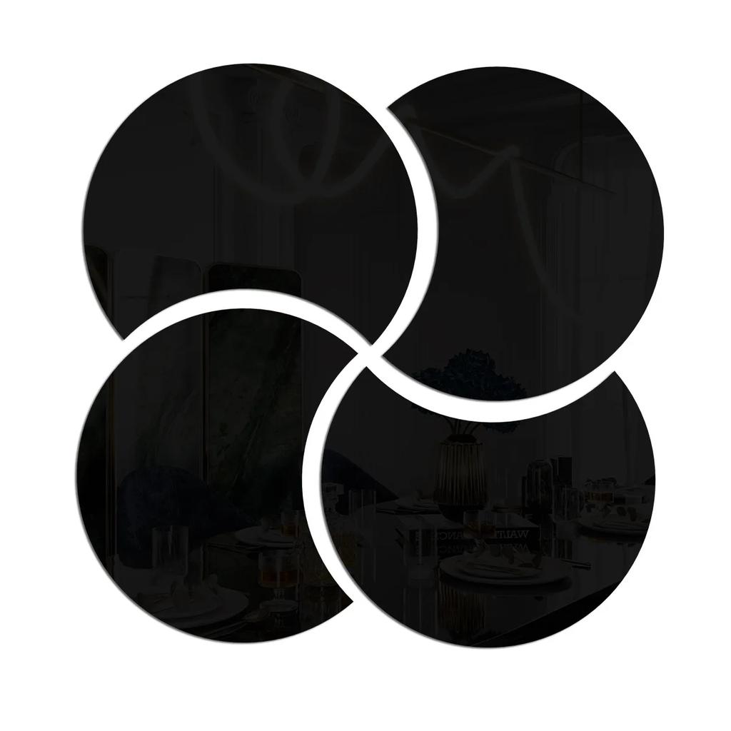 4pcs Semi-circle Mirror Wall Stickers Acrylic Decal DIY Self-adhesive Mirror Art Wall Decoration Office Background Wall Decor