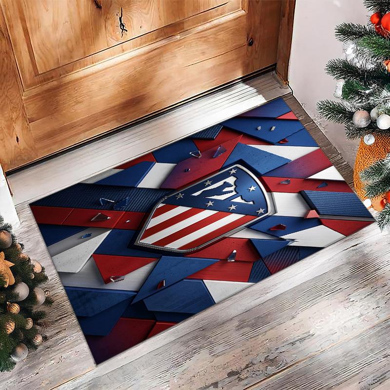 Atletico Madrid Printed Flannel Area Rug Non Slip Soft Polyester Floor Carpet Indoor Decor Mat for Bedroom Living Room Sofa Game Room Home Decoration
