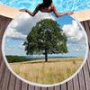 Big Tree Print Round Beach Towels, Polyester Sand Resistant Shawl Beach Blanket,Soft Absorbent Quick Dry Pool Towel Picnic Mat