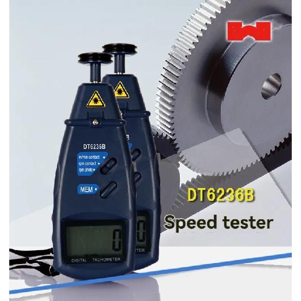 DT6236B Digitaler Drehzahlmesser 2in1 LASER Sensor Foto&Kontakt Optoelektronischer Tachometer Drehzahlmesser Rotations-Linear-Geschwindigkeitsmesser