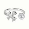 French Gentle Wind Bead Bow Full Diamond Light Luxury Ring Women'S Unique Niche High-End Ring