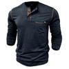 Men's Clothing Button down Shirts Long Sleeves Pullovers Knitted T-shirts In Matching Color Buttons Round Neck Tops with Chest Pockets Stylish Casual