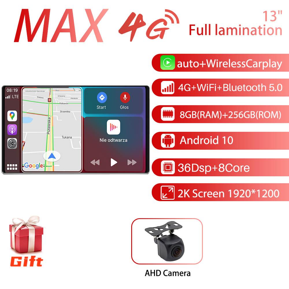 13" Inch 2 Din 4GLTE Car Android Radio Stereo Video Player GPS Universal Carplay Auto Multimedia Stereo For Tesla Style