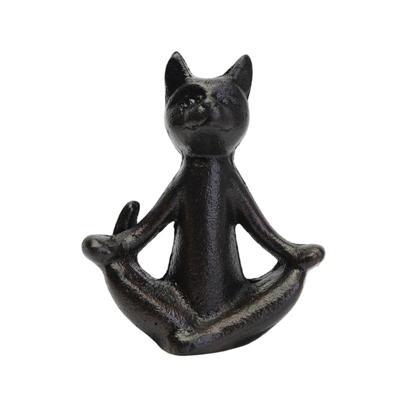 Cast Iron Meditations Animal Figurine Decors, Antique Tabletop Accent for Shelf Styling, Desk Corner, and Calm Home Displays
