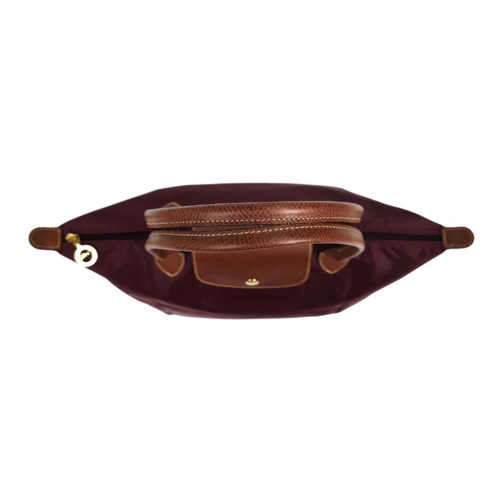 Longchamp Le Pliage Logo Snap Closure Recycled Polyamide Canvas Shoulder Bag Medium Women Shoulder Bag Burgundy 2605089P87