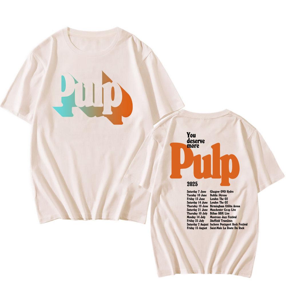 Więcej Koszulka z Trasy 2025 Czarna Pulp Rock Band Daty Koncertów Koszulki Letnia Bawełniana Koszulka z Krótkim Rękawem dla Mężczyzn Hip Hop Grunge Męska Koszulka