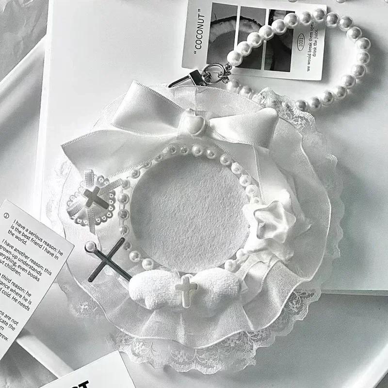 5.8cm Creative Design Kawaii Badge Pin Displaying Holder Sweet Lace Star Protector with Lanyard Fashoin Badge Clip Cover Case