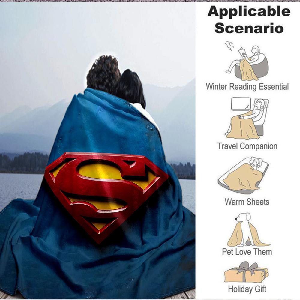 1pc Superhero Symbol Flannel Throw Blanket Lightweight Soft Warm All Season Blanket for Sofa, Bed, Travel,L1028150