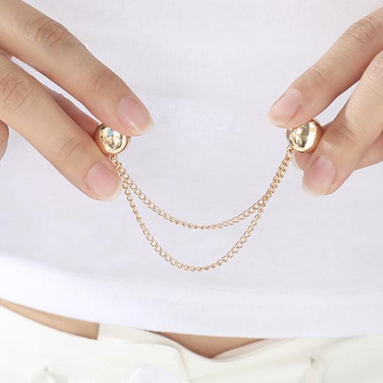 2Pcs Multi-Function Magnetic Clothing Clip with Chain Multi-Purpose Pinless Metal Buttons Clip Clothes Scarf Trouser Legs Cuff Fixing Magnet Pin