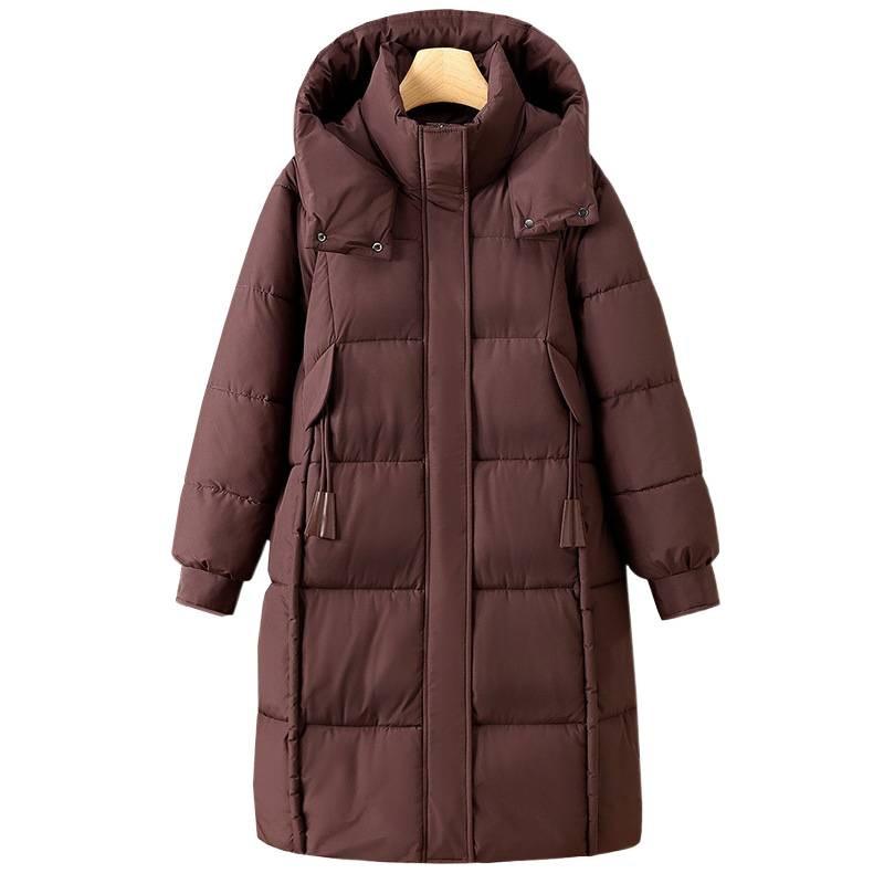 New cotton clothes women's winter medium and long over the knee fashion hooded temperament thickened warm jacket