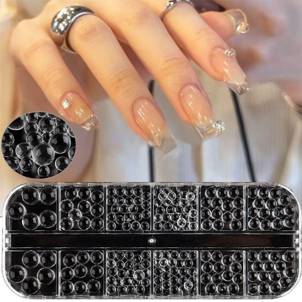 Mixed Size Transparent Round Bead Nail Accessories Bubble Bead Three-Dimensional Nail Bead Charms Nail Art Bead DIY Nails
