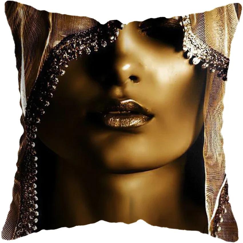 Home Decor Fashion Afro Black Women Girls Sofa Pillowcases Bedroom Living Room Cushion Covers