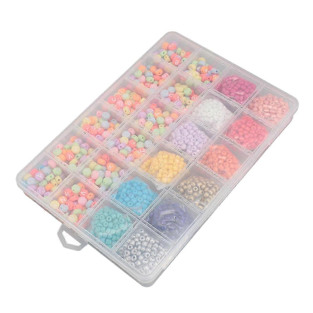 DIY Bracelets Making Beads Kit 2100pcs 4mm Beads 600pcs Letter Beads Set Fadeless Acrylic Beads Kit for Necklaces Earrings