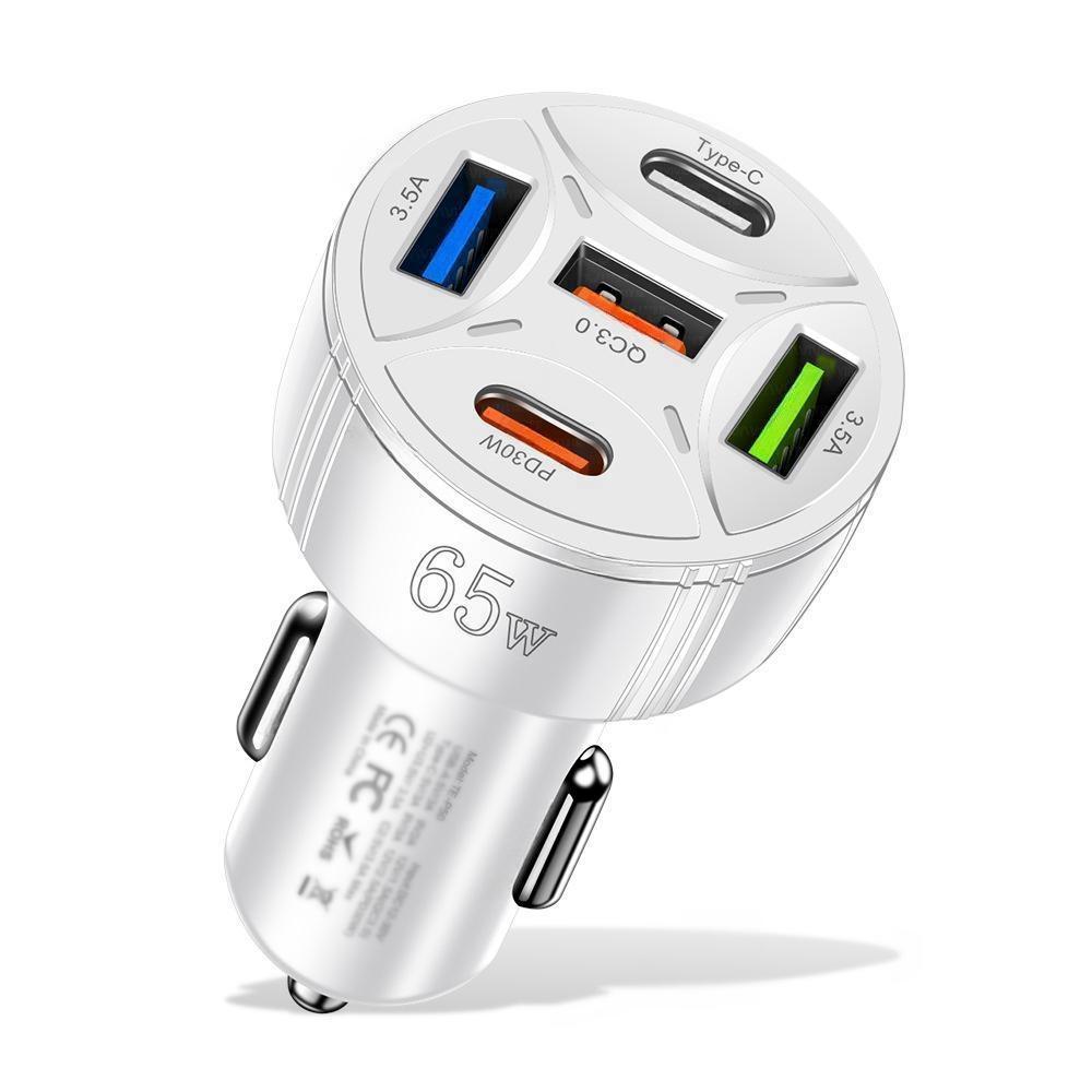 65W USB Car Charger Fast Charging 5 Ports PD Type C Car Phone Charger Adapters For iPhone 15 Xiaomi Samsung Quick Charger In Car