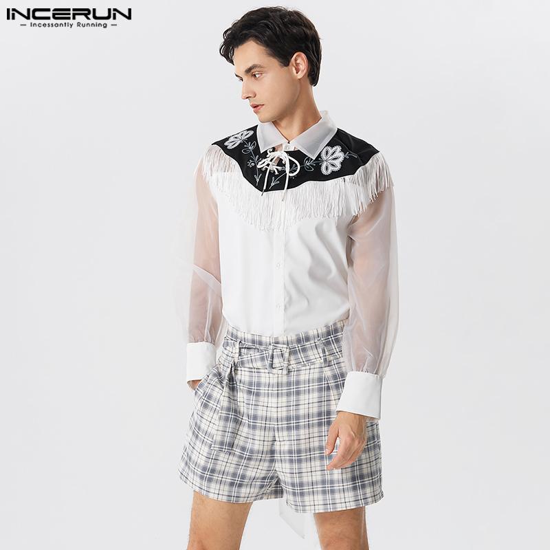 

INCERUN Черные мужские плащи с вышитыми принтами и кисточками