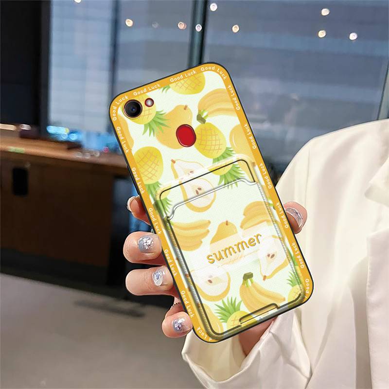 Cartoon Card Slot Phone Case For OPPO F7 Back Cover TPU Protective Anti-knock Cute Card Bag Soft Case Dirt-resistant