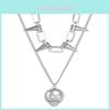 Stylish And Trendy Silver Skull Pendant Multi-layer Necklace For Women Fashion