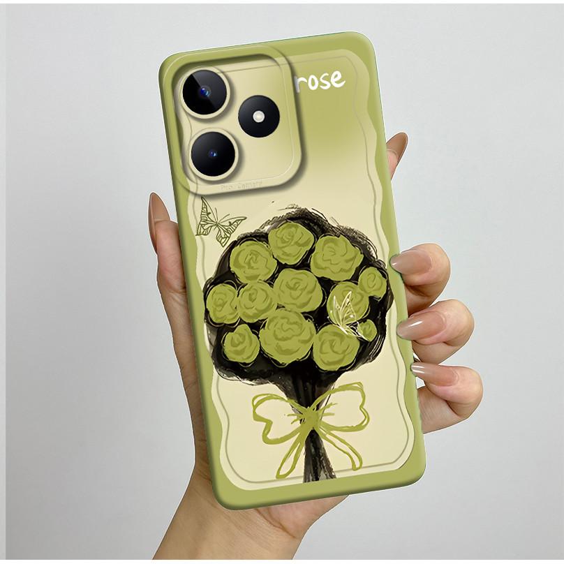 For Realme C51 C53 Case RMX3830 RMX3760 Shell Pretty Flower Full Back Cover for RealmeC51 C53 C61 C63 C 51 S Soft Silicone Funda