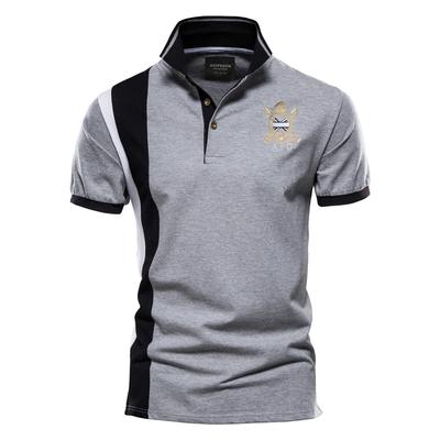 STORN 100% Cotton Badge Embroidery Polo Shirt for Men Short-sleeved Patchwork Men's Polo