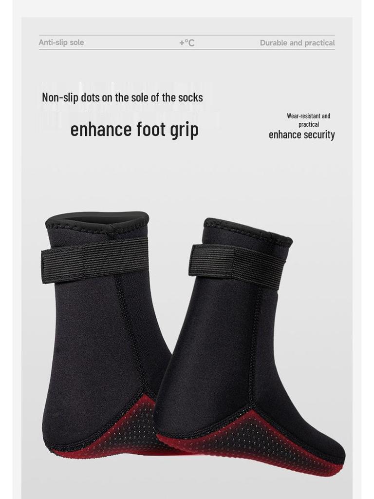 3mm Non-Slip Dive Socks: Wear-Resistant, Thickened, Warm for Winter Swimming, Surfing, Snorkeling, and Wading.