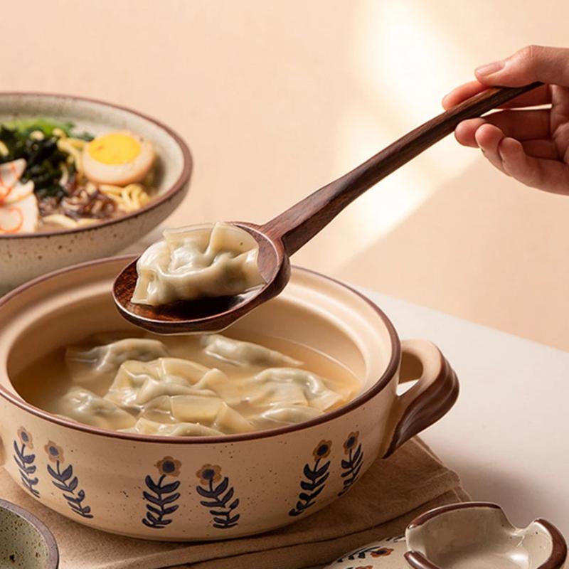 Long Handle Ramen Wooden Spoon Japanese Kitchen Cooking Utensils Tableware Serving Tablespoons Home Large Soup Ladle