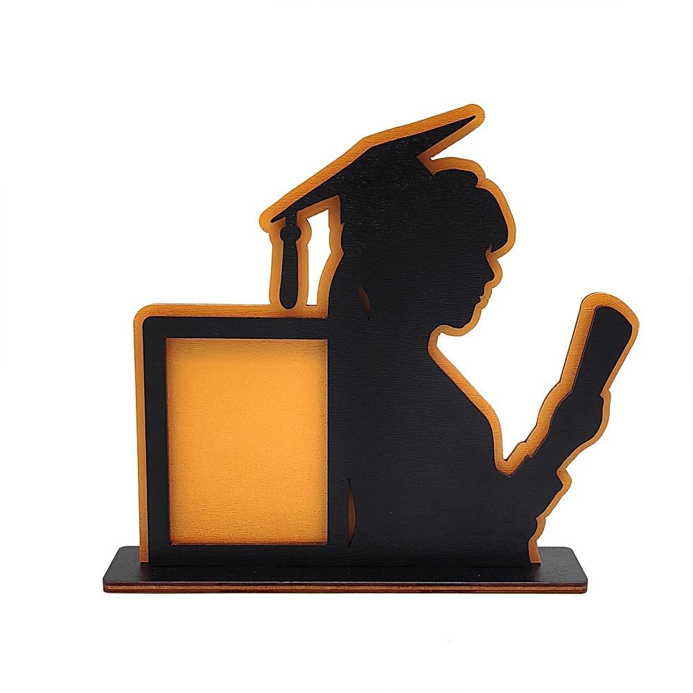 

Rustic Wooden Photo Frame Celebration Picture Frame Stand Graduation Season Gift золотой