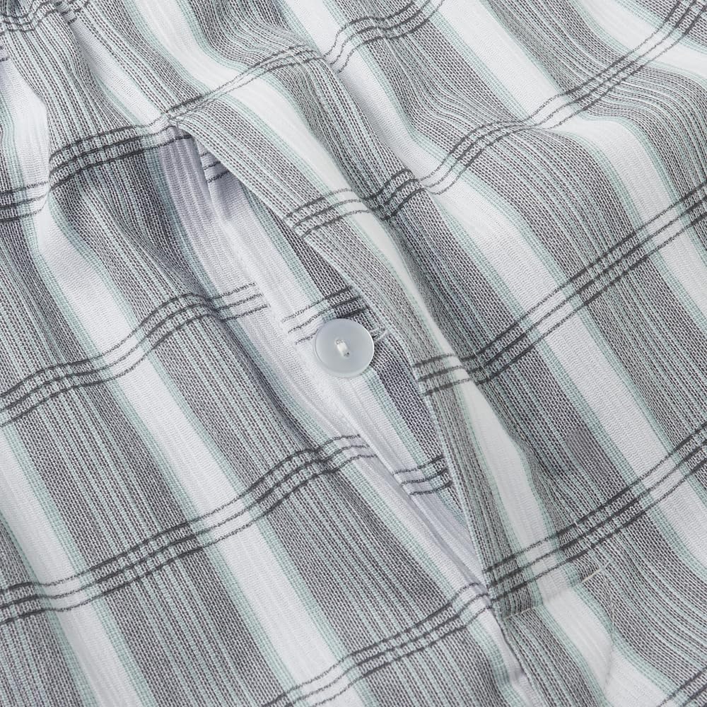 Gunze Short Sleeve Long Pants Takashima Chijimi SF1124 Men's Japanese-Made (Front Opening), Fabric, Gray,