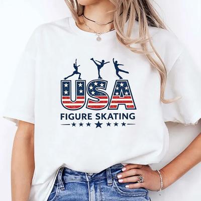 Alysa Liu 2026 Milan Olympics Figure Skating Tees Sports Portrait Pure Cotton Breathable T Shirts Gift for Youth Clothing Unisex