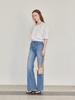 Leusejiem Bootcut Washed Denim Pants - Mid Blue