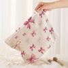 1pc Large Capacity Corduroy Cosmetic Bag Women Toiletries Organizer Bow Printed Zipper Makeup Bag Clutch Travel Cosmetic Storage