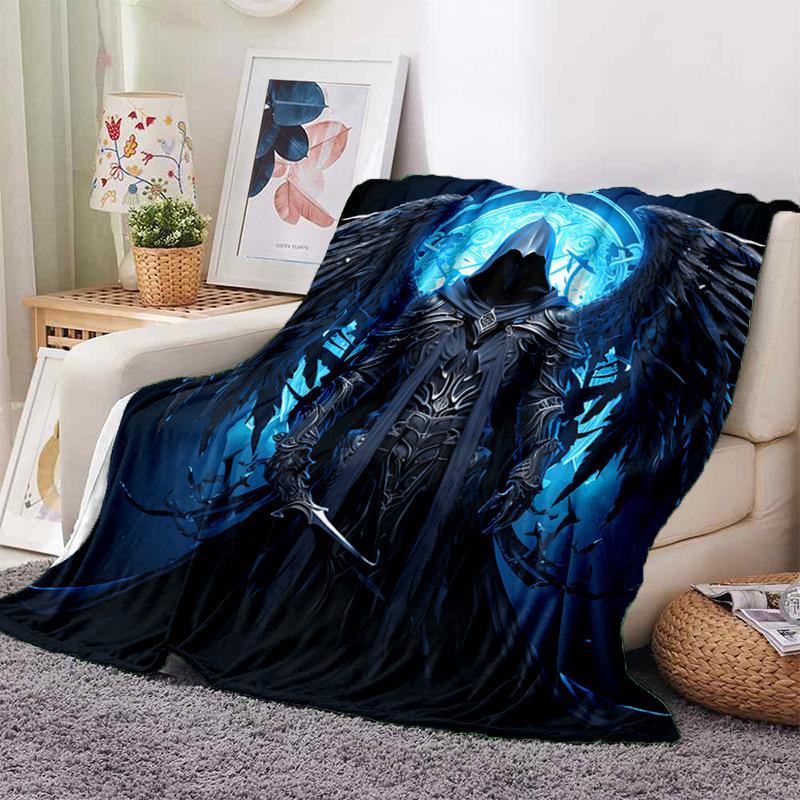 Grim Reaper Digital Printed Flannel Printed Blanket Home Decor Lightweight Halloween Horror Prank Blanket
