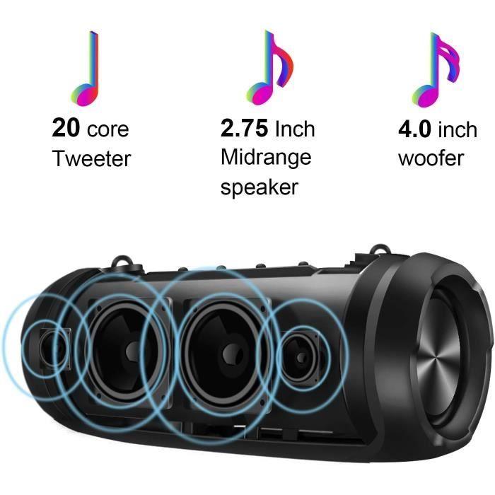 Enceinte Bluetooth Portable 30W Haut Parleur Bluetooth 5.0 Pilote Double avec Fonction HD Stéréo