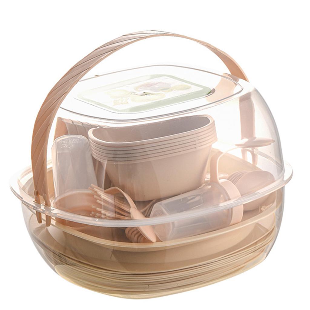 Outdoor Portable Tableware Set Plastic 48 Piece Camping Dinnerware Set for Picnic Traveling