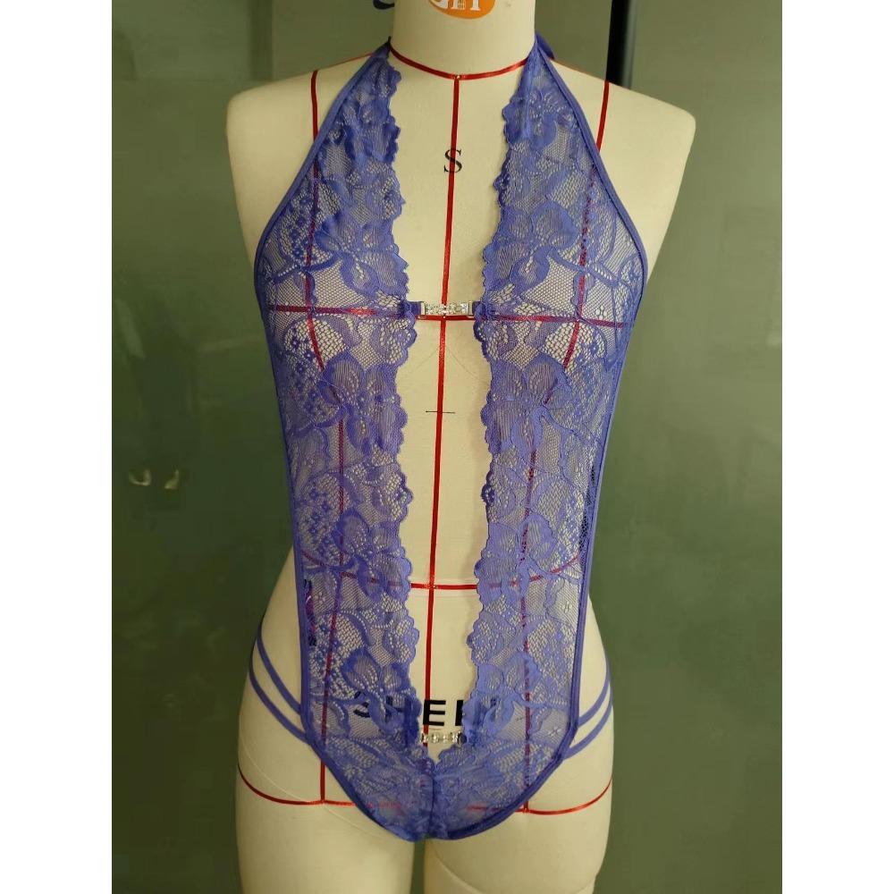 Erotic Sexy Crotchless  Lingerie Women Lace Hollow Bra Set Erotic Costumes Teddy Baby Doll Dress Open Bra Porn Underwear Set