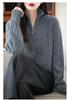 Women's Polo Collar 100% Pure Wool Sweater - Thickened, Zip-Up, Cable Knit, Long Sleeve Base Layer for Autumn and Winter