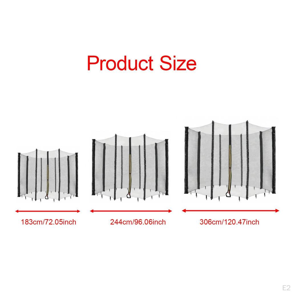 Trampolinnetz Atmungsaktiv für 6 Stangen Komfortables platzsparendes Hakendesign Sicherheitsgehäuse