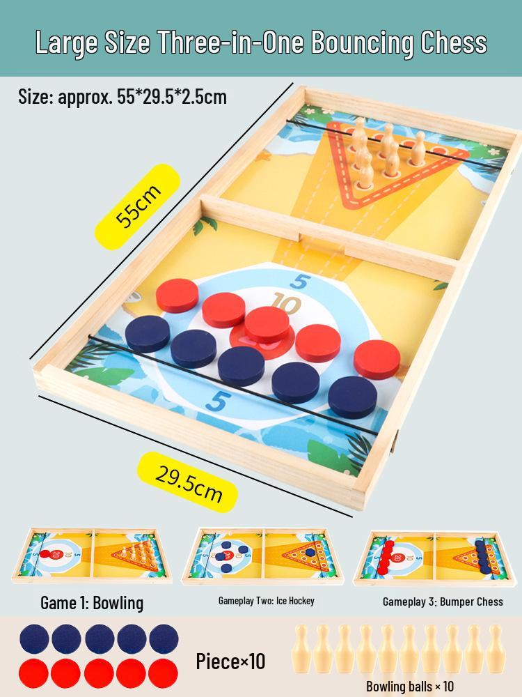 Douyin Wooden Ice Hockey Battle: Double Ejection Chess for Parent-Child Interaction