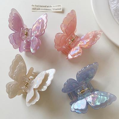 Fairy Butterfly Hair Claw Colorful Acetate Sweet Princess Butterfly Crab Hair Clips for Women and Girls Hairpin Hair Accessories
